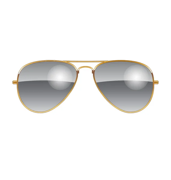 Cool Aviator Solglasögon Krom Linser Guld Ramar — Stock vektor