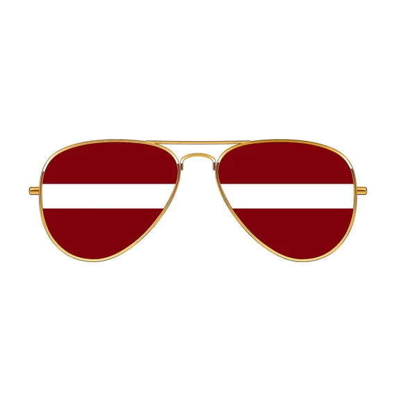 Óculos Sol Aviador Legal Com Bandeira Letã — Vetor de Stock