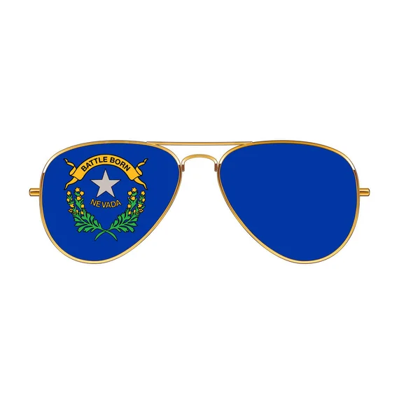 Óculos Sol Aviador Legal Com Bandeira Estado Nevada —  Vetores de Stock