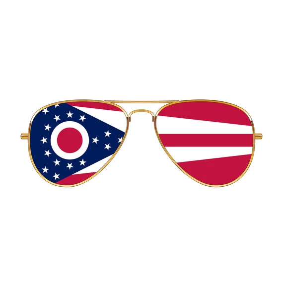 Gafas Sol Aviador Fresco Con Bandera Del Estado Ohio — Vector de stock
