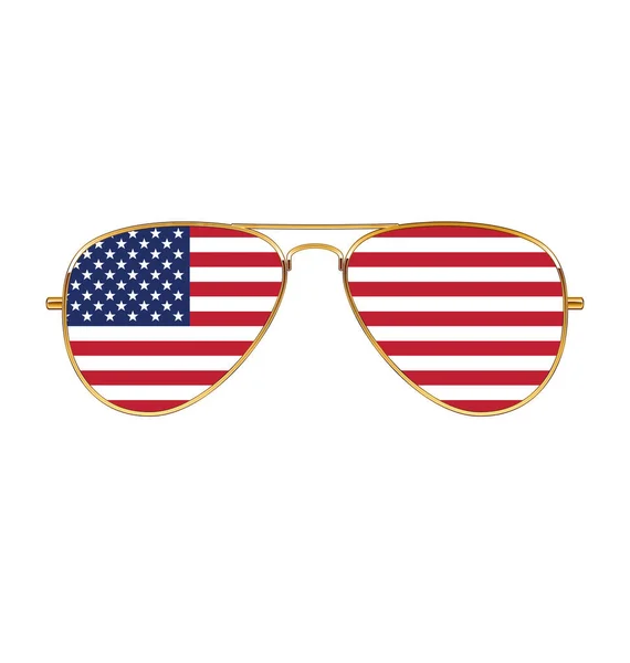 Cool Jante Aviateur Lunettes Soleil Avec Drapeau Des Etats Unis — Image vectorielle