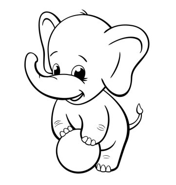 Bebek bebek fil top boyama kitabıyla oynuyor.