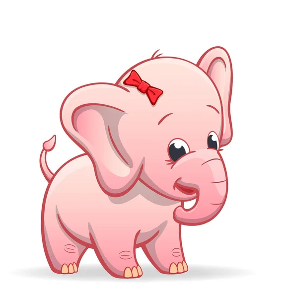 Söt Baby Spädbarn Rosa Elefant Karaktär — Stock vektor