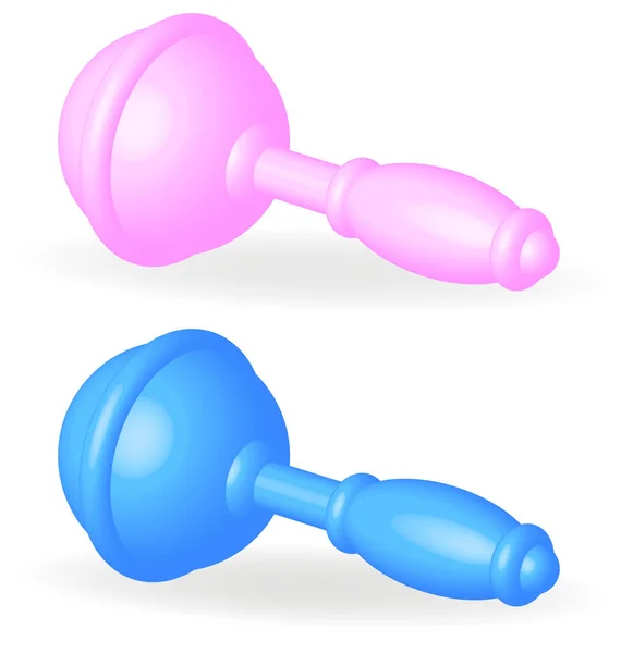 Baby Rattle Toys Blue Pink — Stock Vector