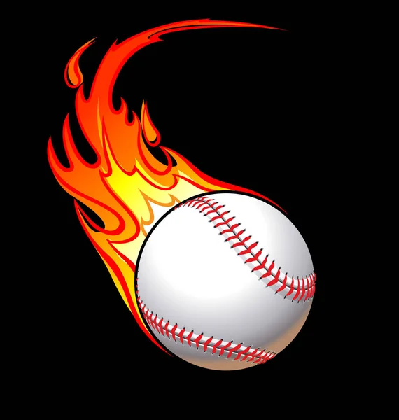 Flaming Baseball Black Background — Stock Vector