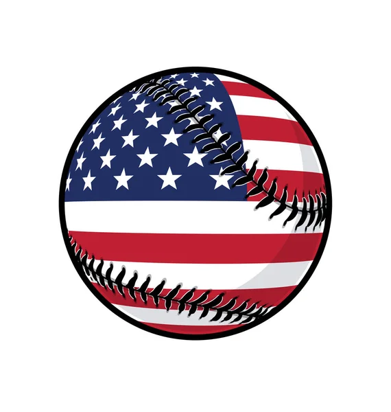 带有美国国旗标志的棒球 — 图库矢量图片
