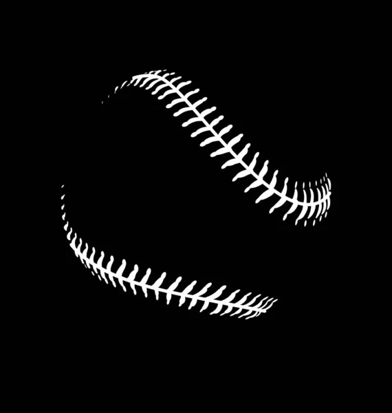 Stitches Beisebol Branco Apenas Fundo Preto — Vetor de Stock
