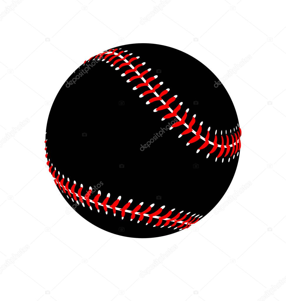 Stylized black and red baseball