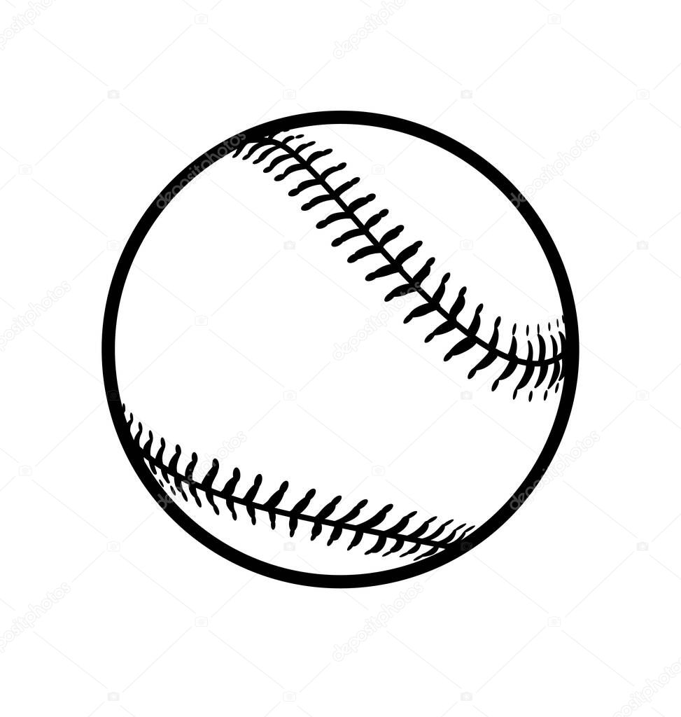 simple classic baseball black and white lineart