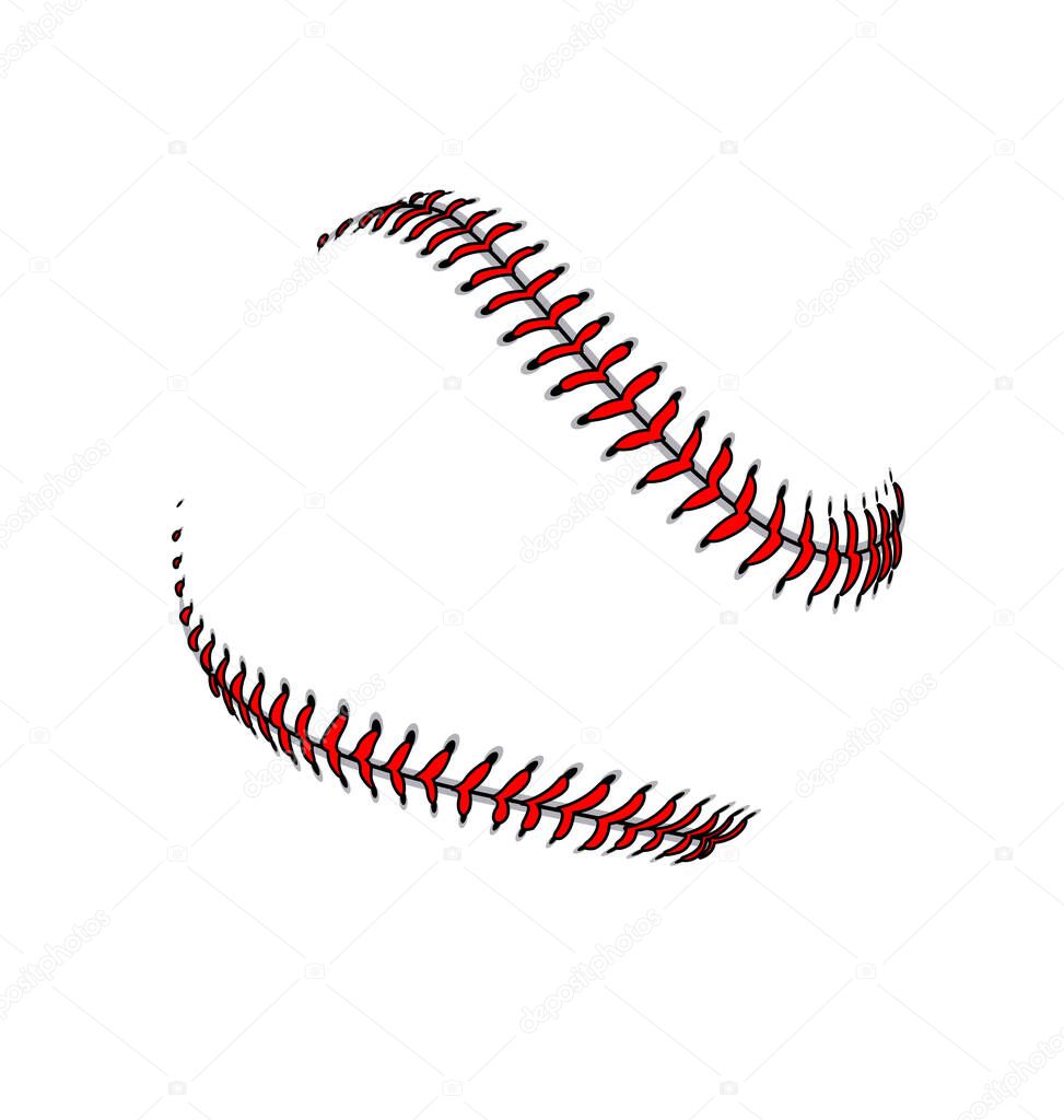 Baseball or softball laces stitching seams