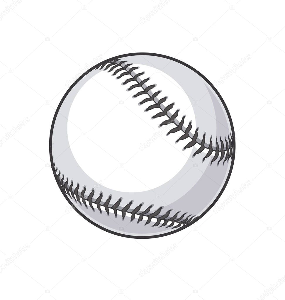 Classic cartoon baseball grayscale icon
