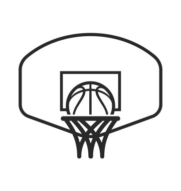 Basketbol logosu ve basit çizgi sanatı.