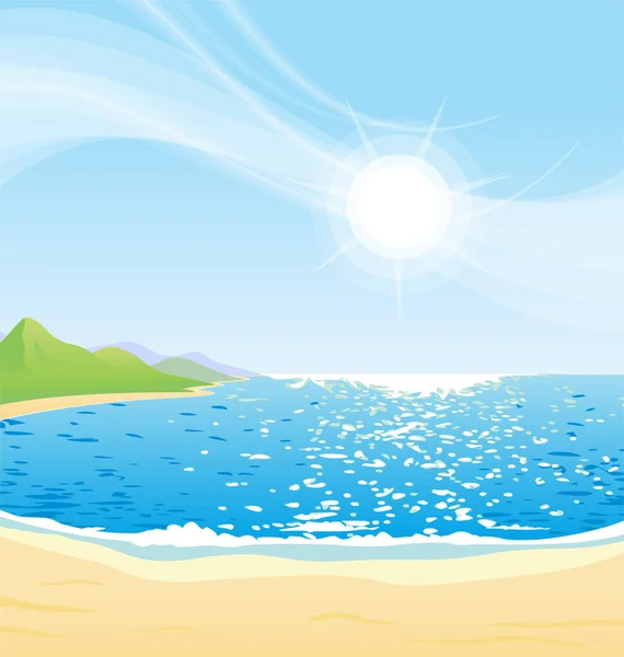 Όμορφη Ηλιόλουστη Μέρα Στον Κόλπο Της Παραλίας — Διανυσματικό Αρχείο