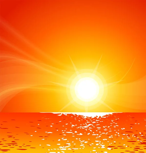 Teplá Tropická Pláž Západ Slunce — Stockový vektor