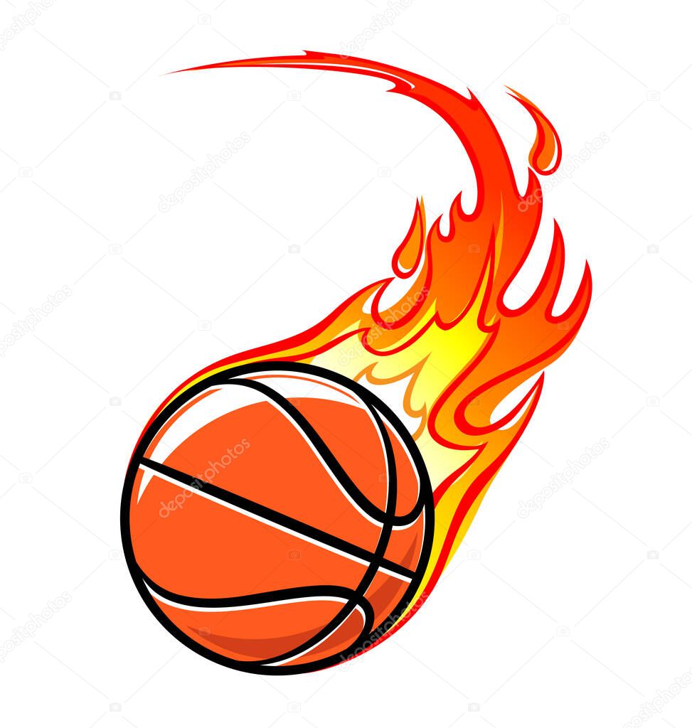 Fast flaming basketball in motion