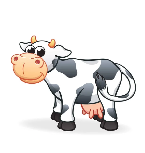 Personagem Desenhos Animados Vaca Leiteira Bonito — Vetor de Stock