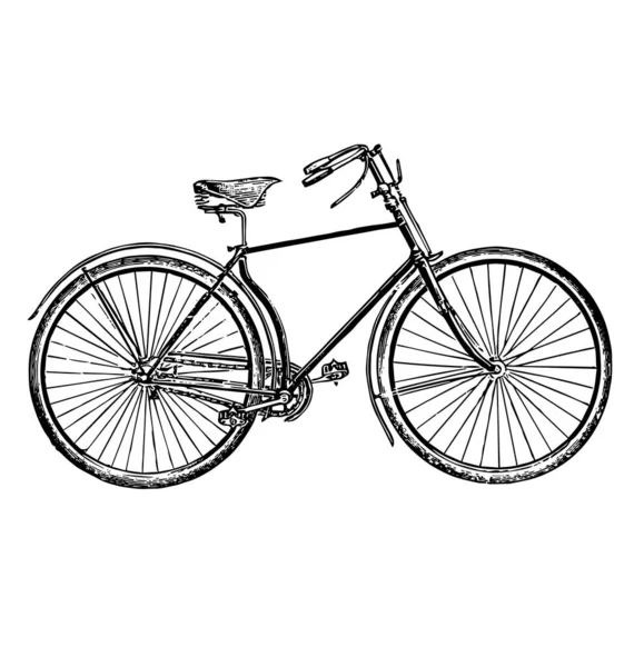 Ρετρό Χάραξη Μελάνι Ποδηλάτου — Διανυσματικό Αρχείο