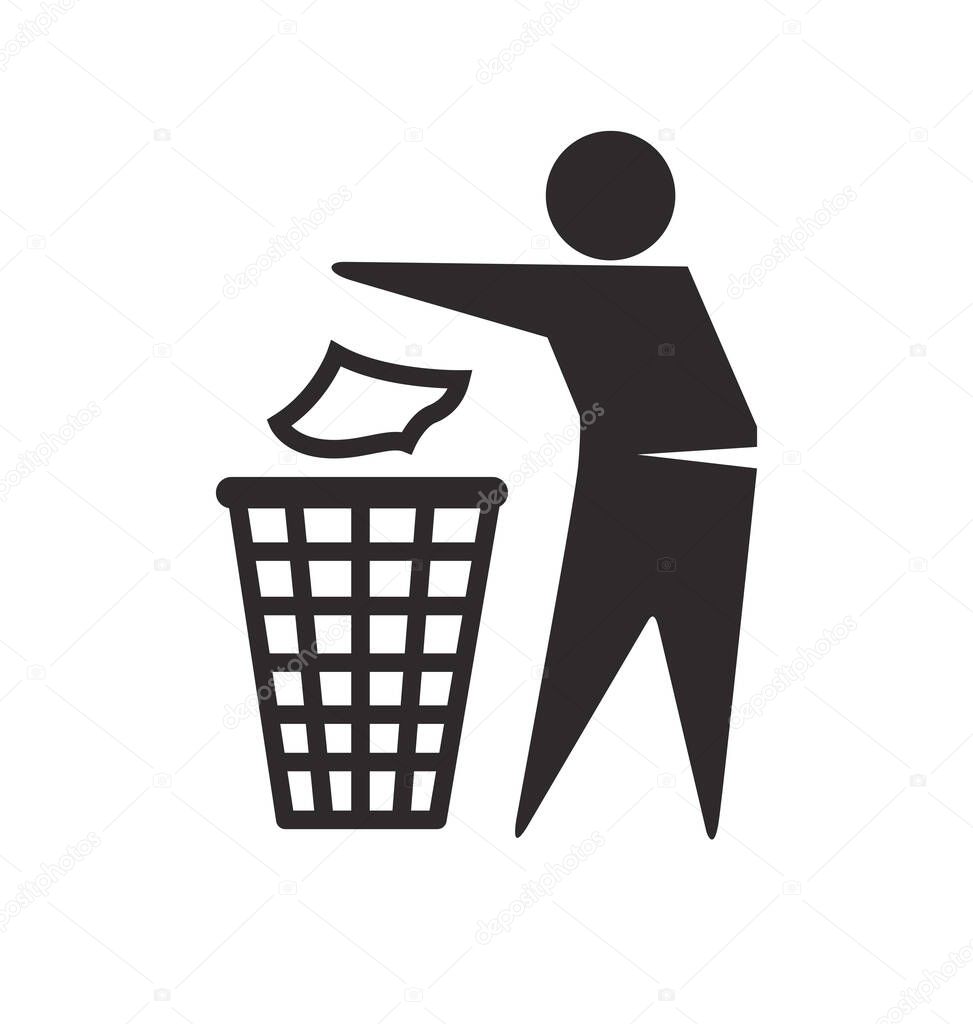 put your trash rubbish in bin symbol
