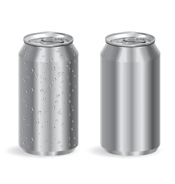 Latas Bebidas Aluminio Plateado — Archivo Imágenes Vectoriales