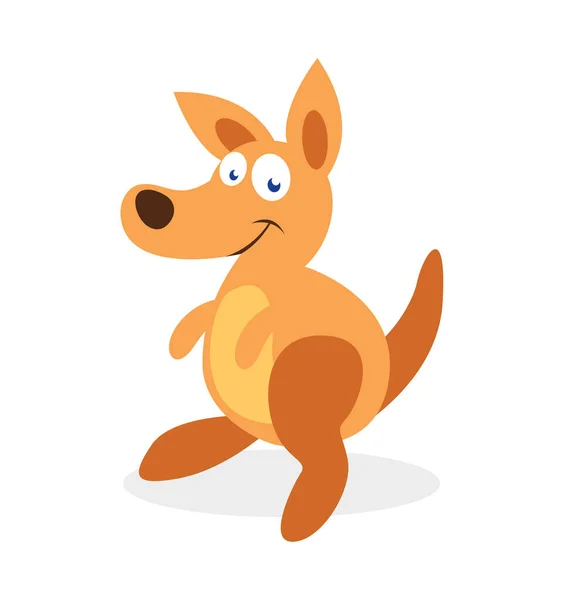 Cute Happy Cartoon Kangaroo Character — Stock Vector