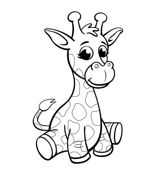 Cute Cartoon Baby Infant Giraffe Coloring Book — Stock Vector