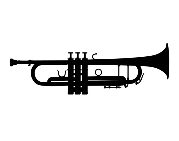 Detaljerad Trumpet Siluett Sidovy — Stock vektor