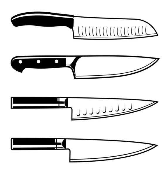 Chefs Knife Outline Set — Stock Vector