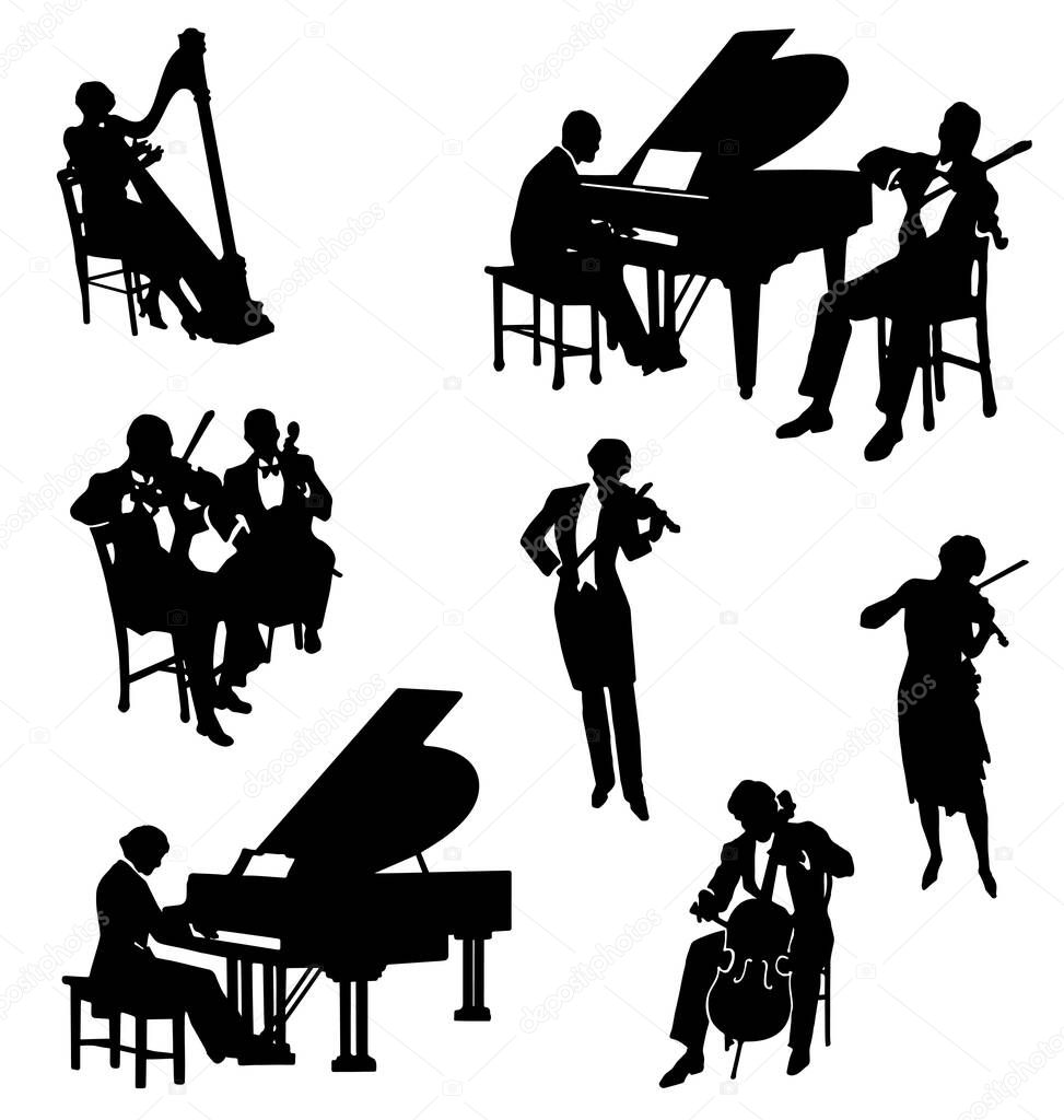 various classical musicians silhouettes