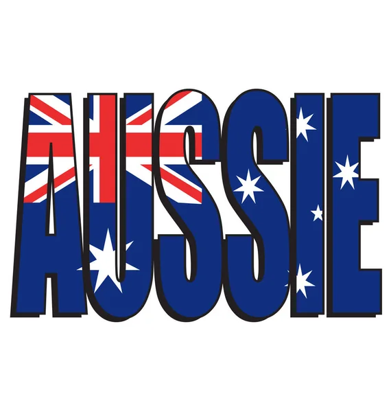 Australischer Aussie Text Mit Fahne — Stockvektor