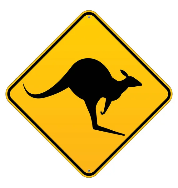 Kangourou Australien Classique Panneau Routier — Image vectorielle