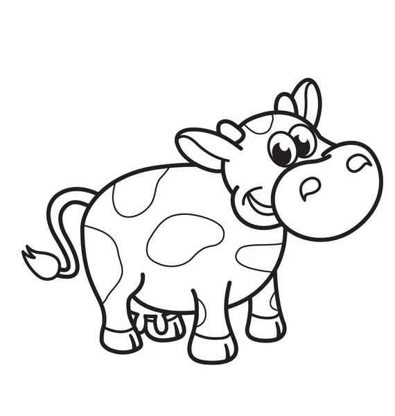 Cute Cartoon Cow Coloring Book Image — Stock Vector