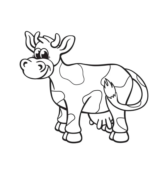 Cute Cartoon Cow Coloring Book Image — Stock Vector