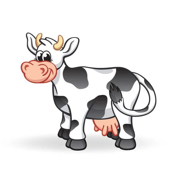 Sorrindo Personagem Vaca Feliz Desenhos Animados —  Vetores de Stock
