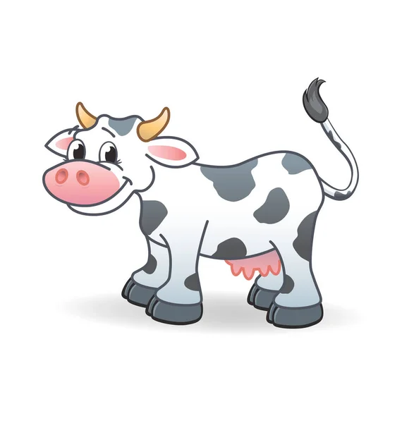 Smiling Happy Cartoon Cow Character — Stock Vector