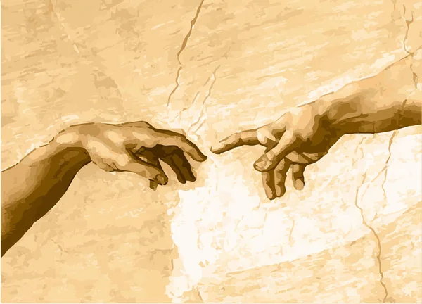 Michaelangelo renaissance painting creation of adam fingers hands closeup