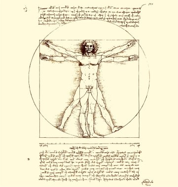 Leonardo Da Vinci Vitruvian Man taslak sayfası