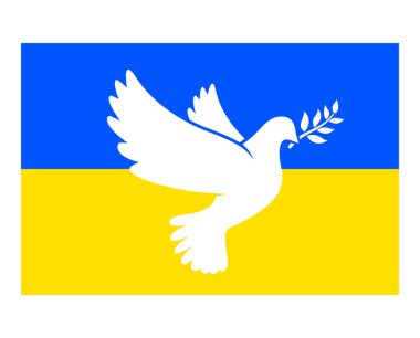 Güzel barış güvercini Ukrayna bayrağında