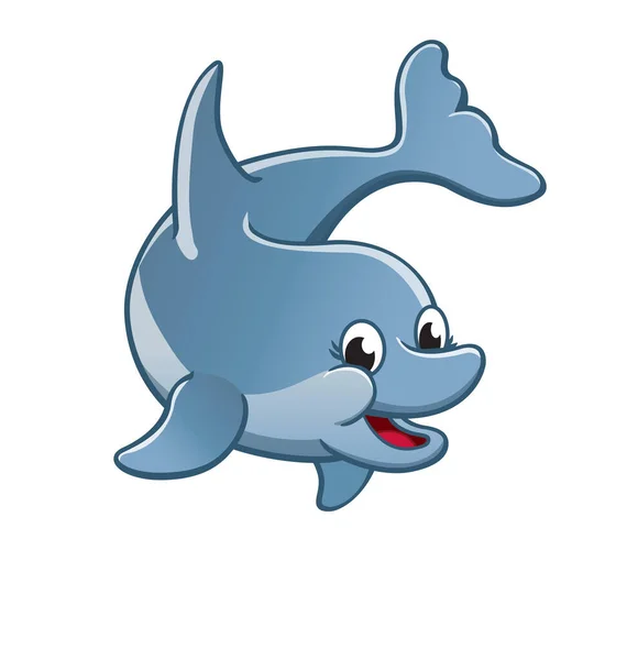 快乐可爱的卡通海豚 — 图库矢量图片