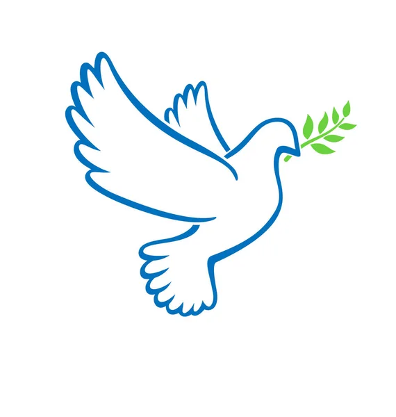 Beautiful White Peace Dove Outline — Stock Vector