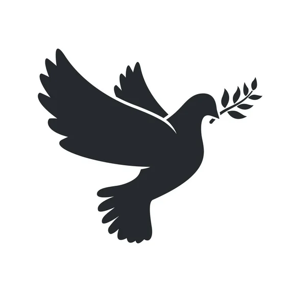 美しい白い平和鳩のシルエット — ストックベクタ