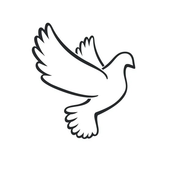 Beautiful White Peace Dove Outline — Stock Vector