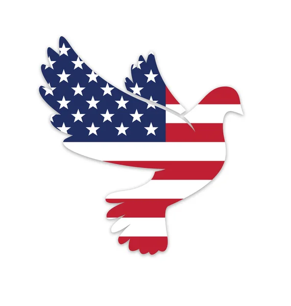 Vacker Fredsduva Med Usa Flagga — Stock vektor