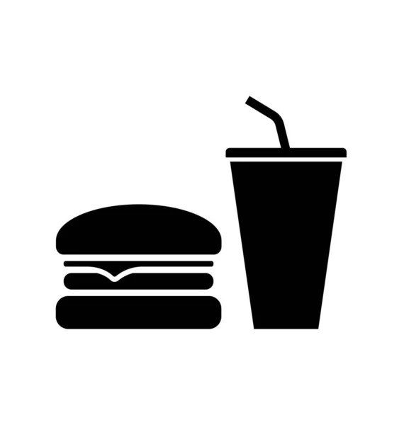 Burger Drink Silhouette Icons — Stock Vector