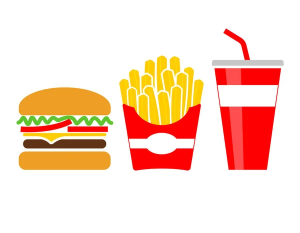 Simple Classic Burger Fries Drink Icon — Stock Vector