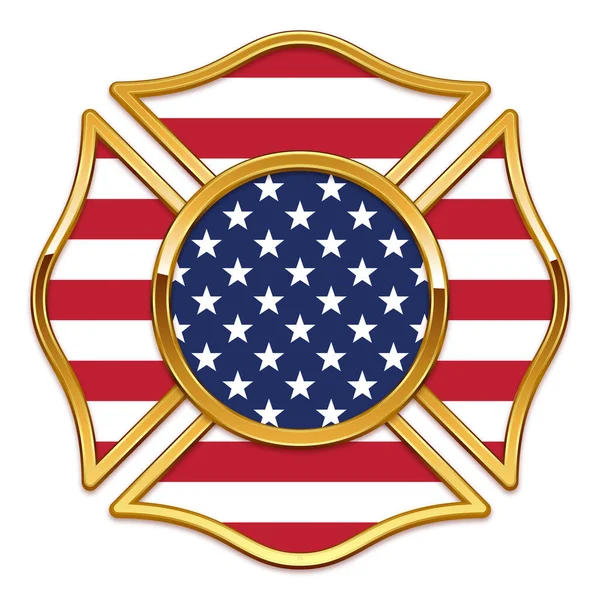 Base Logo Dei Vigili Del Fuoco Vuoti Con Bandiera Usa — Vettoriale Stock