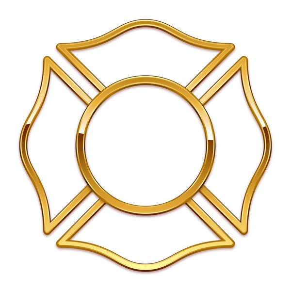 Blanco Brandweer Logo Basis Goud Trim Alleen — Stockvector