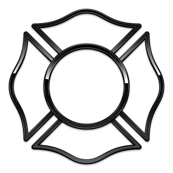 Blanco Brandweer Logo Basis Zwart Chroom Trim — Stockvector