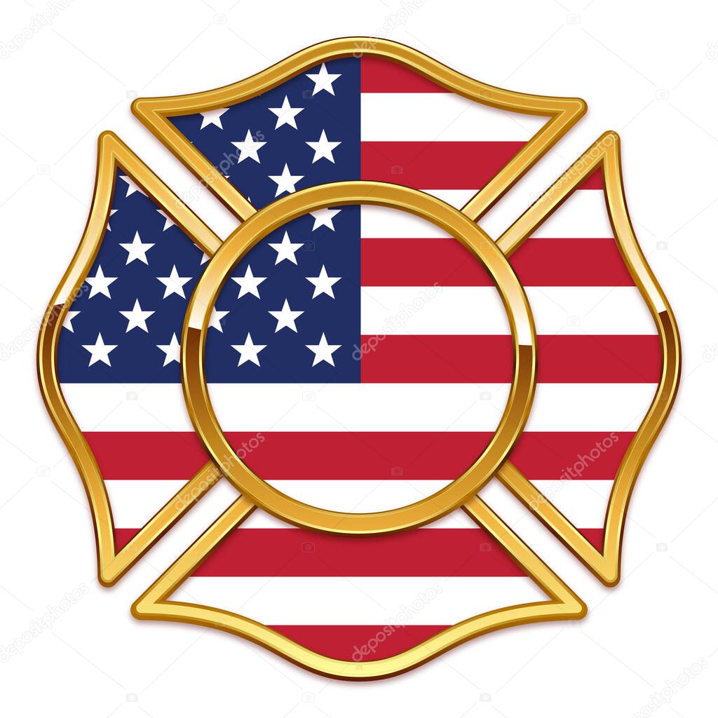 Blank fire department logo base with usa flag