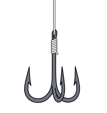 Basit üçlü 3 çatallı olta oltası.