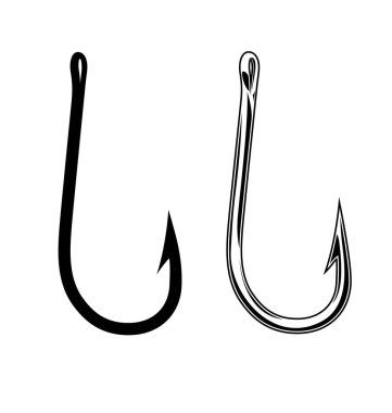 2 basit balık kancası siluet ve krom